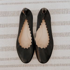 CHLOÉ - Lauren Scalloped Leather Ballet Flats